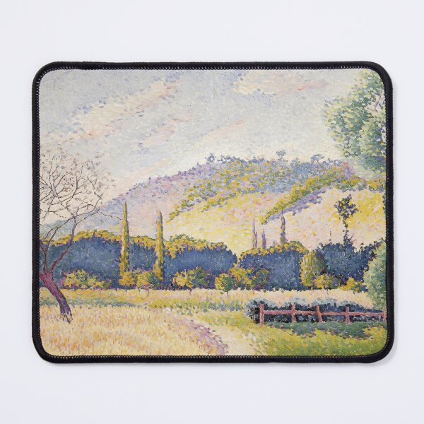 Item preview, Cross Golden Provençal Cypress Pointillist Print designed and sold by LaFabricaArt.