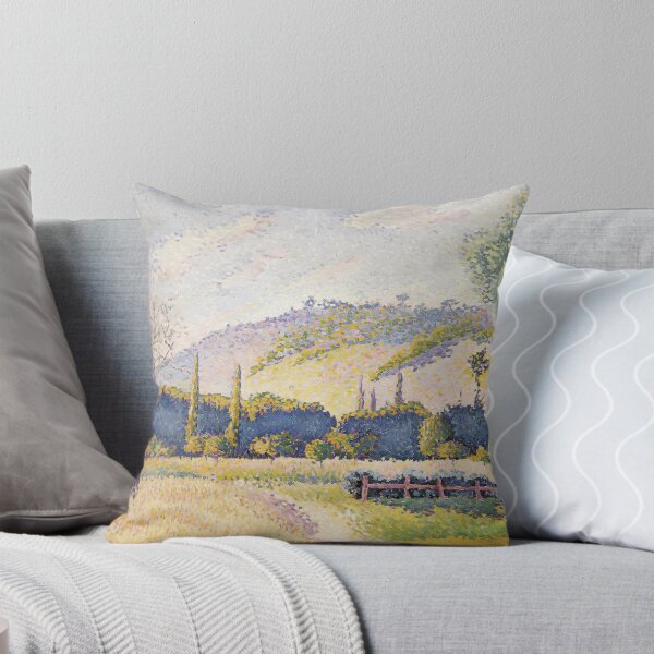 Item preview, Cross Golden Provençal Cypress Pointillist Print designed and sold by LaFabricaArt.