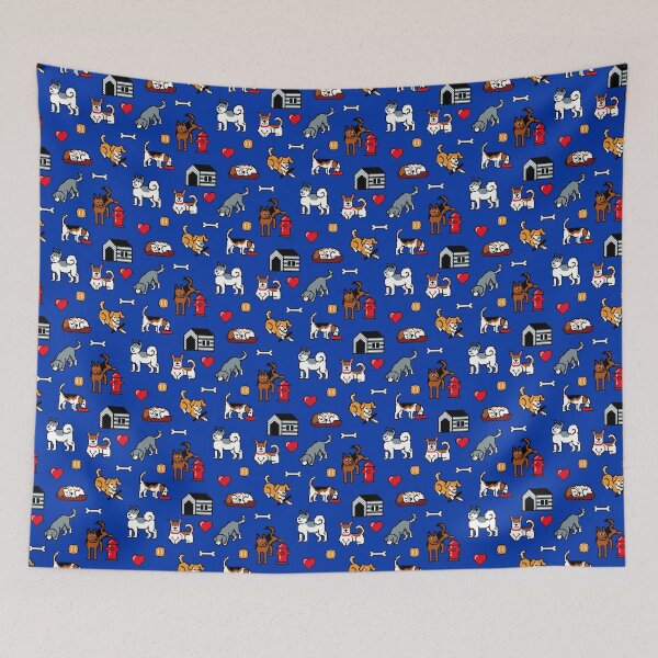 Item preview, Pixel Dogs on Blue Background designed and sold by illucalliart.