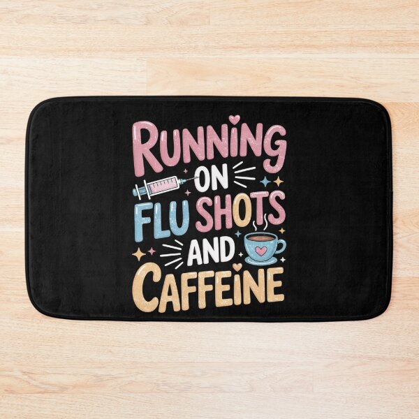 Item preview, Running On Flu Shots And Caffeine Funny Nurse Design designed and sold by FreshVibe Prints.