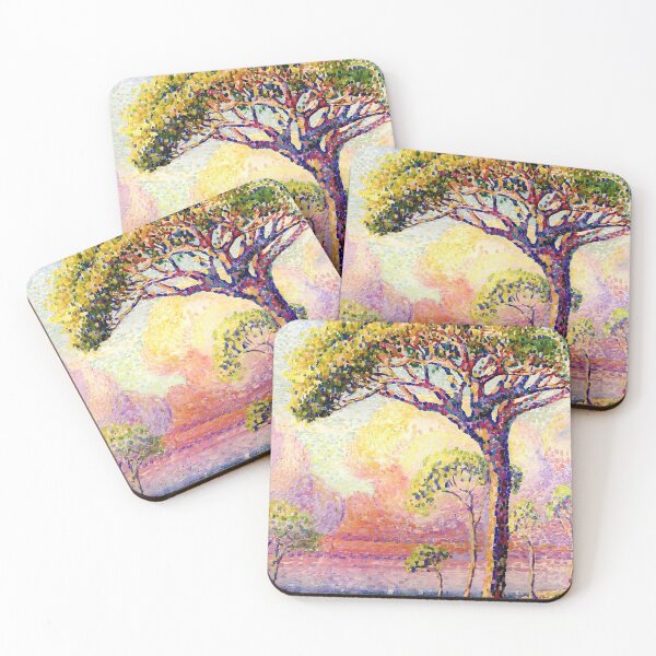 Item preview, Cross Luminous Pine Tree Vibrant Luminist Poster designed and sold by LaFabricaArt.