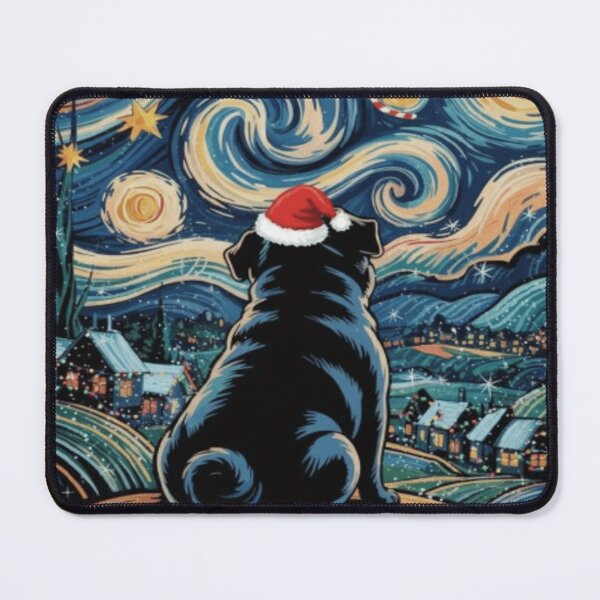 Item preview, Festive Santa Hat Dog Art for Pug Lovers designed and sold by THISPUGVIBE.