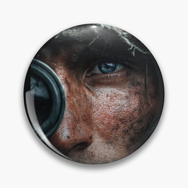Artikelvorschau, Gritty Sniper Rifle Close-up Intense Blue Eye Portrait entworfen und verkauft von Snap2Art.