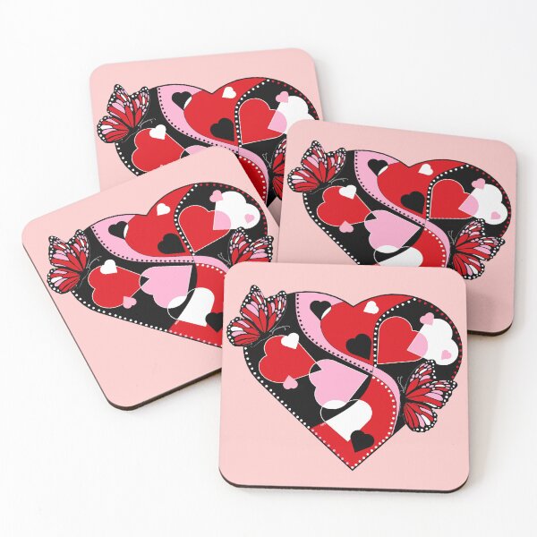 Item preview, Hearts - Black, Red, Pink, White Hearts and Butterflies - Love  designed and sold by ABG Inspirational Art.