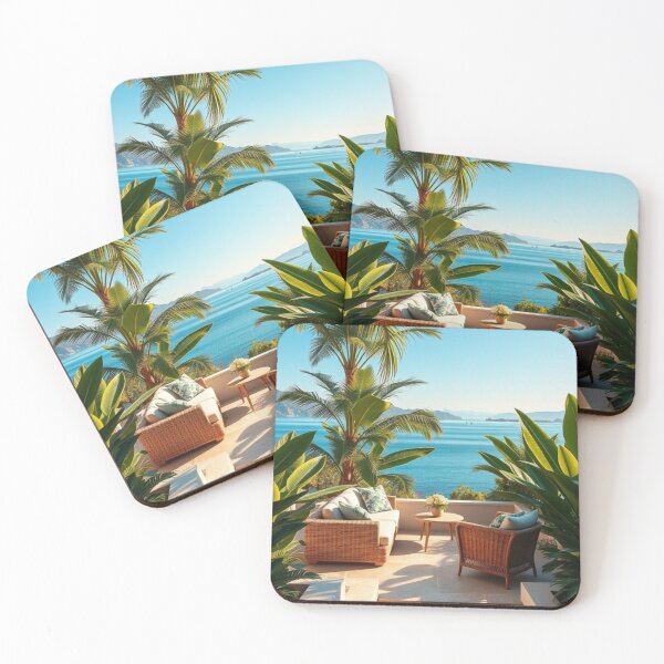 Item preview, Palm Shadow Oasis | Two-Seater Wicker Lounge with Endless Blue Ocean View designed and sold by Vida e Arte.