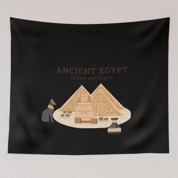 Item preview, Cartoon Pyramids and Sphinx with Egyptian Cat designed and sold by ZentroShop.