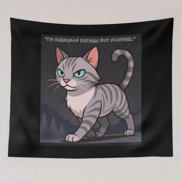 Item preview, "I'm basically batman but fluffier" designed and sold by Brickroad Dsigns.