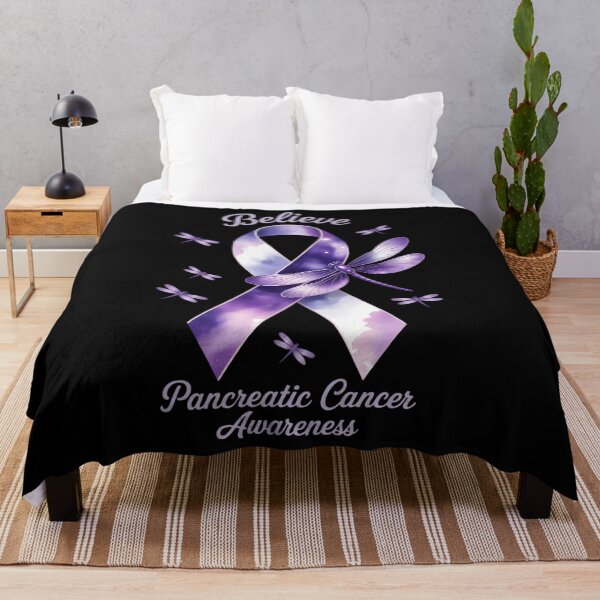 Item preview, Believe Pancreatic Cancer Awareness Dragonfly Purple Ribbon designed and sold by PunkNation-Arts.