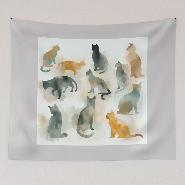 Item preview, Artful Cat Silhouettes in Soft Colors designed and sold by Naturich.