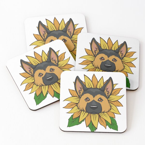 Item preview, Cute German Shepherd Dog on Sunflower designed and sold by Jaudaux Designs.