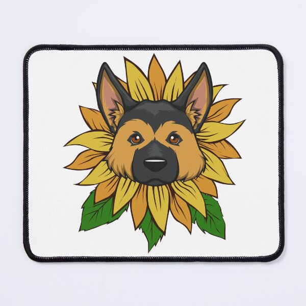 Item preview, Cute German Shepherd Dog on Sunflower designed and sold by Jaudaux Designs.