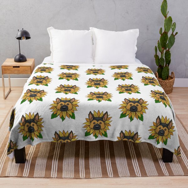 Item preview, Cute German Shepherd Dog on Sunflower designed and sold by Jaudaux Designs.