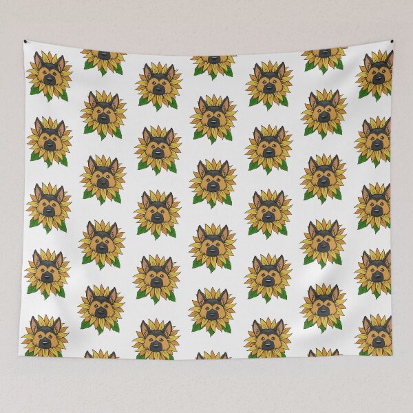 Item preview, Cute German Shepherd Dog on Sunflower designed and sold by Jaudaux Designs.