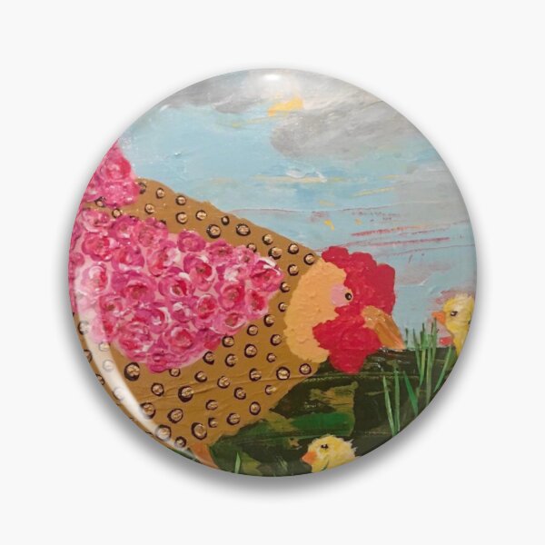 Item preview, Floral Hen with Forget-Me-Not Chicks designed and sold by LindaPhelpsArt.