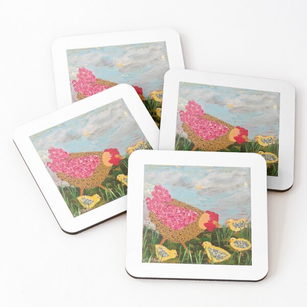 Item preview, Floral Hen with Forget-Me-Not Chicks designed and sold by LindaPhelpsArt.