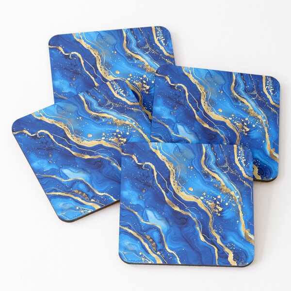 Item preview, Calming Blue Marbled Abstract With Golden Artsy Veins  designed and sold by DEC02.