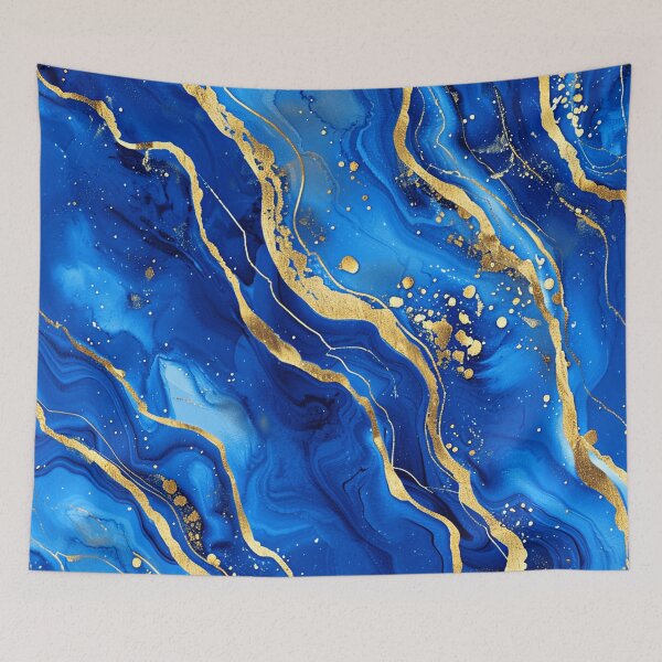 Item preview, Calming Blue Marbled Abstract With Golden Artsy Veins  designed and sold by DEC02.