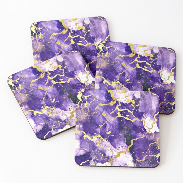 Item preview, Royal Purple And Golden Veins Marbled Art Abstract designed and sold by DEC02.