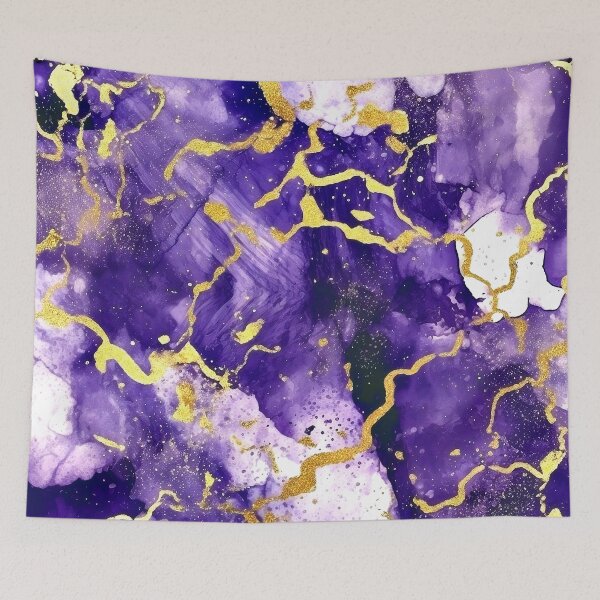 Item preview, Royal Purple And Golden Veins Marbled Art Abstract designed and sold by DEC02.