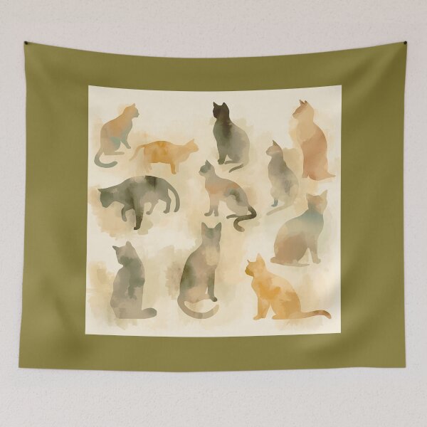 Item preview, Artful Cat Silhouettes in Soft Colors designed and sold by Naturich.