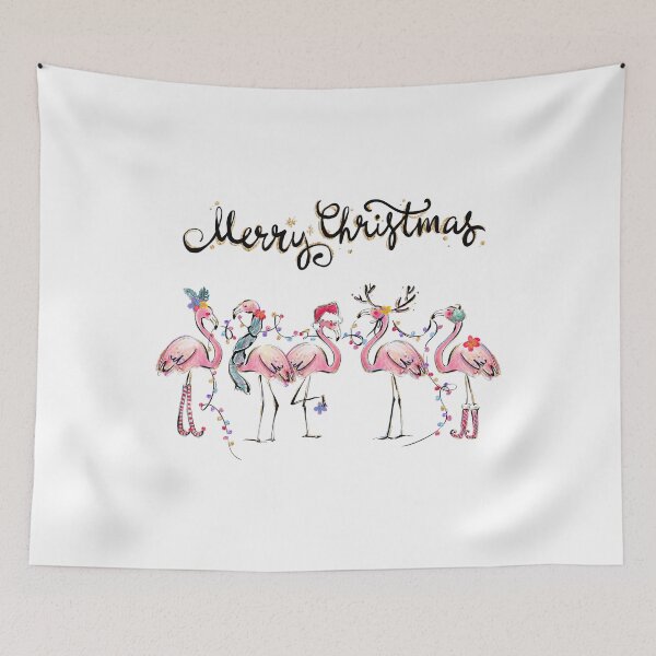 Item preview, Tropical Christmas Flamingos Squad Glitter Calligraphy designed and sold by lojadpop.