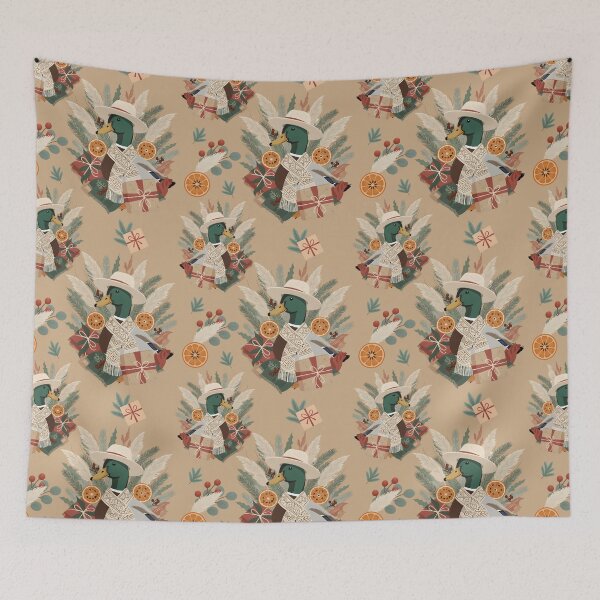 Item preview, Mallard Duck Boho Christmas Pattern — Pampas, Pomegranates & Gifts designed and sold by MvuuStudio.