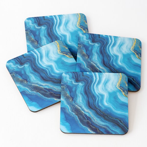 Item preview, Teal Blue, Aqua, And Cream Flowing Marbled Art designed and sold by DEC02.
