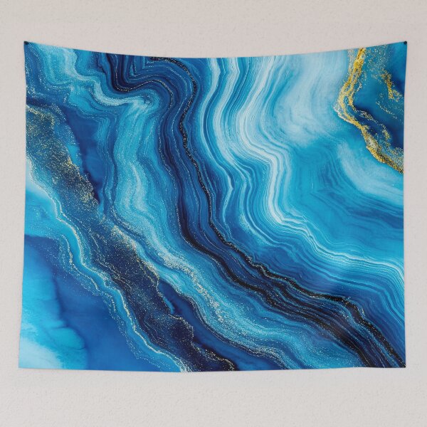 Item preview, Teal Blue, Aqua, And Cream Flowing Marbled Art designed and sold by DEC02.