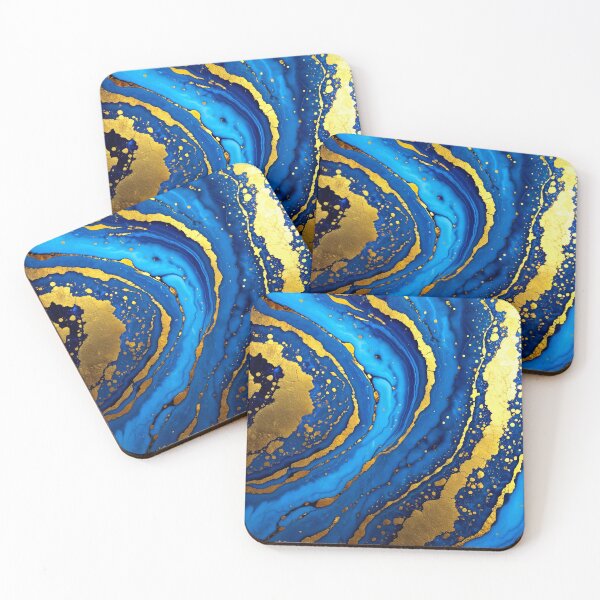 Item preview, Chic Blue, Aqua, And Golden Veins Faux Marble designed and sold by DEC02.