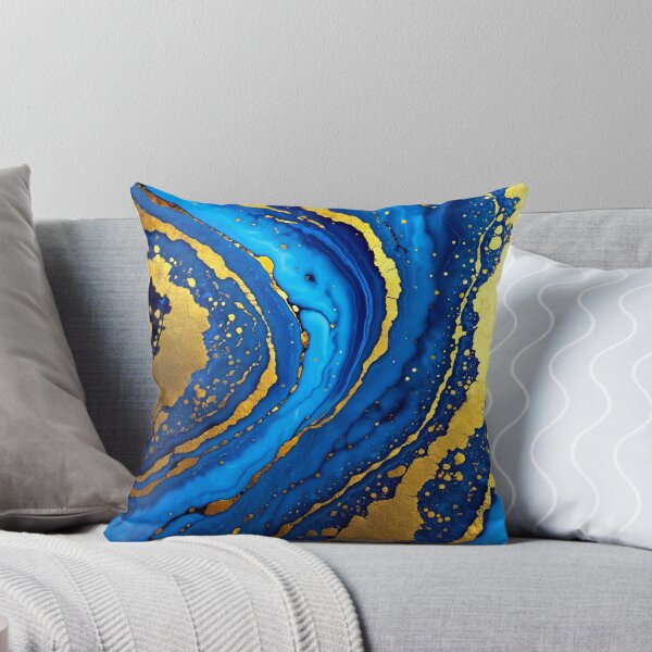 Item preview, Chic Blue, Aqua, And Golden Veins Faux Marble designed and sold by DEC02.