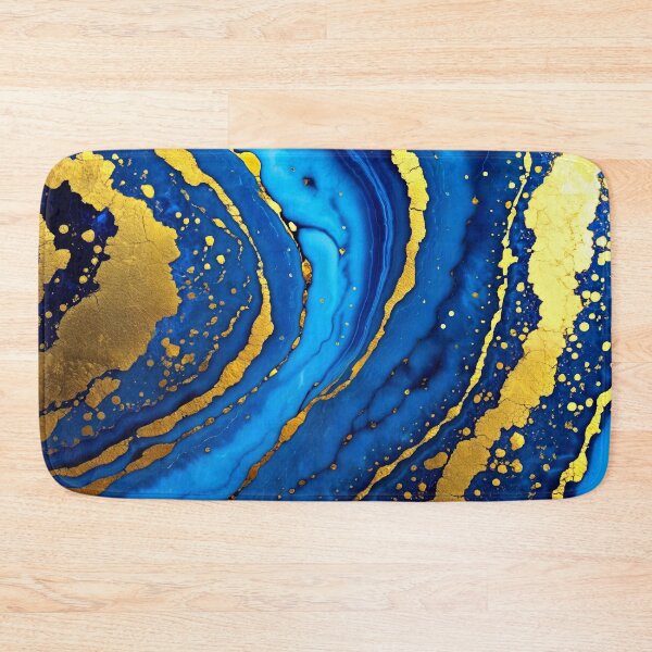 Item preview, Chic Blue, Aqua, And Golden Veins Faux Marble designed and sold by DEC02.