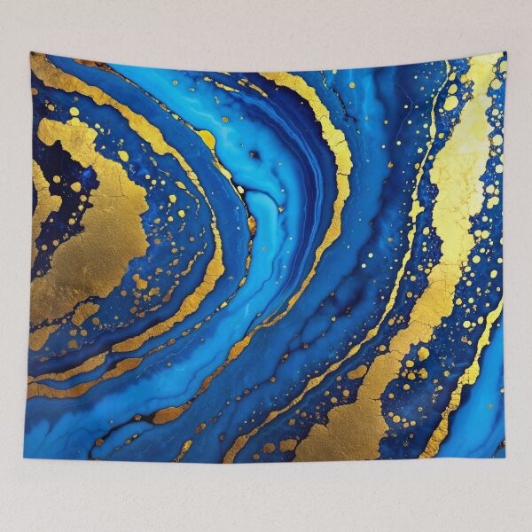 Item preview, Chic Blue, Aqua, And Golden Veins Faux Marble designed and sold by DEC02.
