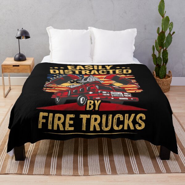 Item preview, Easily Distracted by Fire Trucks – Funny Firefighter Design designed and sold by TinaMDedrick.