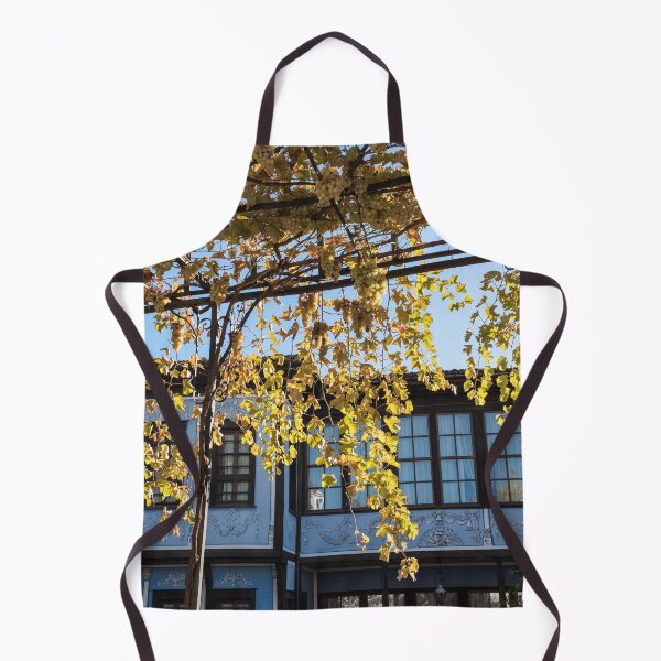 Item preview, Sunlit Grapevine Pergola Over Charming Blue House designed and sold by Georgia Mizuleva.
