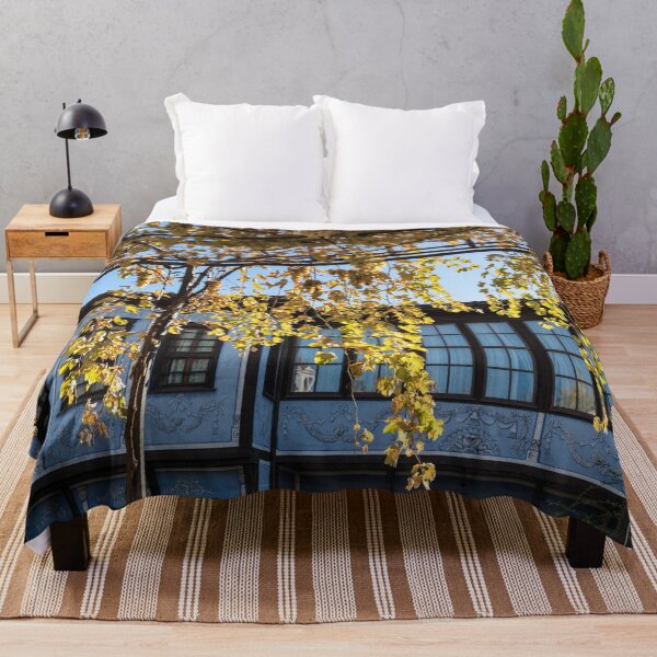 Item preview, Sunlit Grapevine Pergola Over Charming Blue House designed and sold by Georgia Mizuleva.