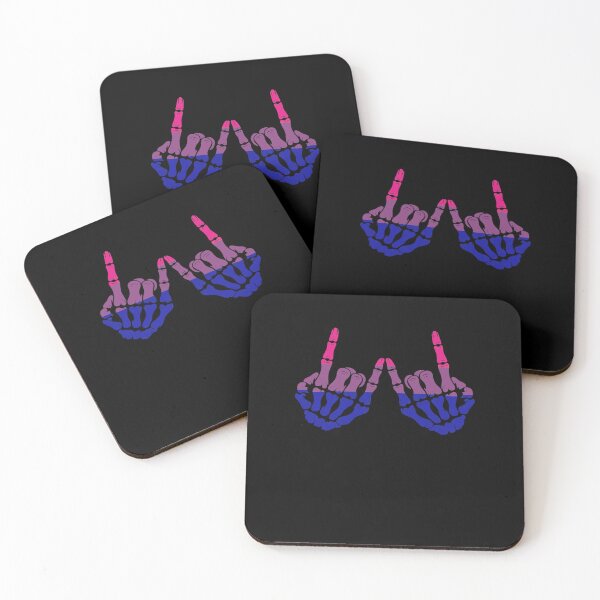 Item preview, Skeleton Rock Hand LGBT-Q Cool Bisexual Pride Color Bi Flag designed and sold by MinaReinger.