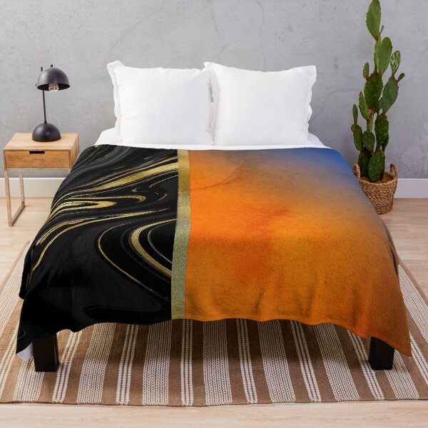 Item preview, Blue And Tangerine Ombre With Black Gold-Hue (Faux) Marble designed and sold by DEC02.