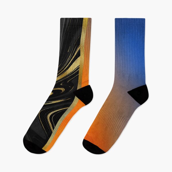 Item preview, Blue And Tangerine Ombre With Black Gold-Hue (Faux) Marble designed and sold by DEC02.