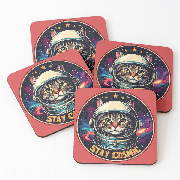 Item preview, Stay Cosmic Astronaut Cat Retro Space Galaxy Stars Kitten Design designed and sold by AOG-DESIGNS.