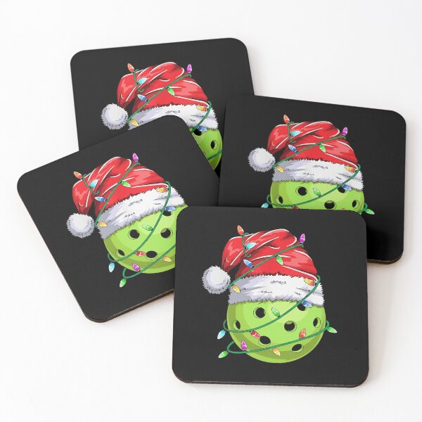 Artikelvorschau, Weihnachtspickleball-Ball mit Weihnachtsmannmütze und Lichtern – Festliches Weihnachtsdesign entworfen und verkauft von TinaMDedrick.