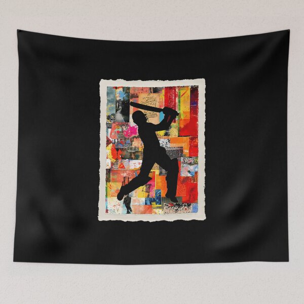 Item preview, cricket player abstract colorful action silhouette art designed and sold by PhillipRaymond.