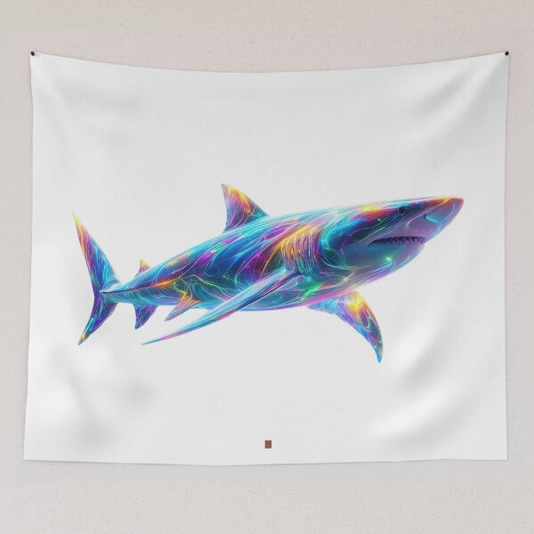Item preview, Colorful Glowing Shark Art – Neon Ocean Animal designed and sold by GloriousArtSKD.