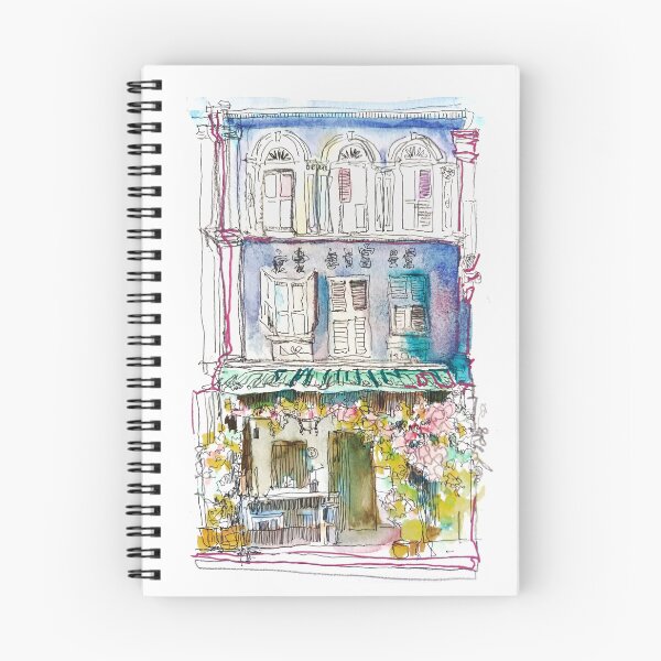 Item preview, Chinatown Shophouse ,street scene Singapore ,ink and wash watercolor  designed and sold by Almondtree.