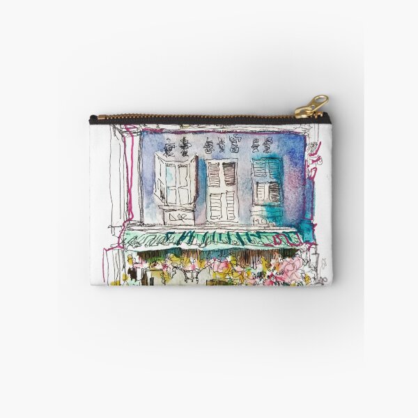 Artikelvorschau, Ladenhaus in Chinatown, Straßenszene in Singapur, Tusche- und Aquarellzeichnung entworfen und verkauft von Almondtree.