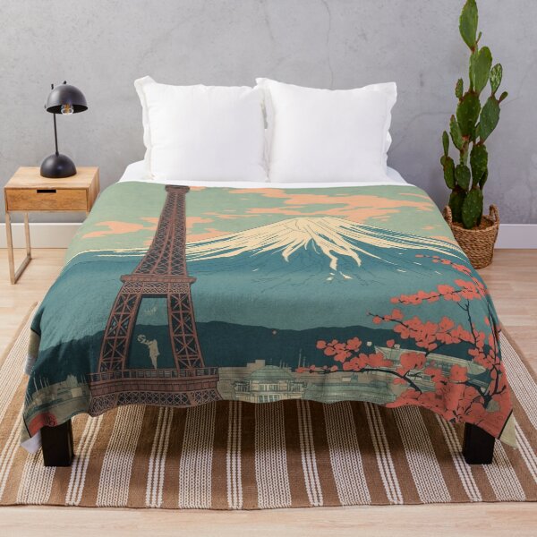 Item preview, Ukiyo-e Woodblock Print of the Eiffel Tower – Mount Fuji and Cherry Blossoms designed and sold by Vandy Fullam.