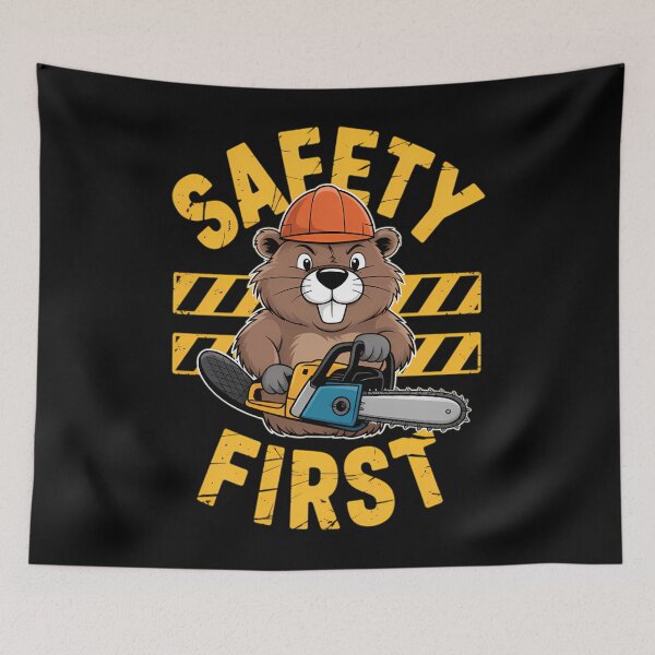 Item preview,  Safety First Funny Beaver Chainsaw Cute Animal Logger designed and sold by SusanaKlein.