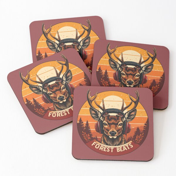 Item preview, Forest Beats Deer Headphones Retro Sunset DJ Wildlife Nature Design designed and sold by AOG-DESIGNS.
