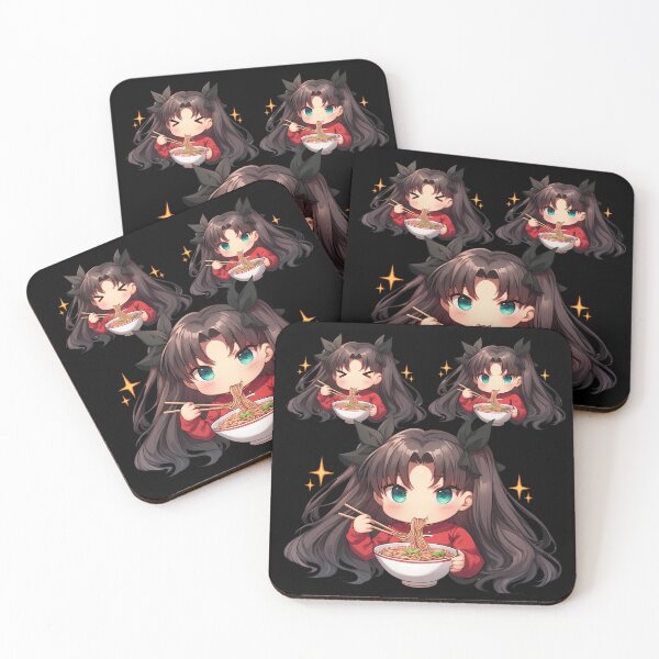 Item preview, Fate Stay Rin Tohsaka Eating Ramen Red Outfit Kawaii Anime designed and sold by Raslbazola.