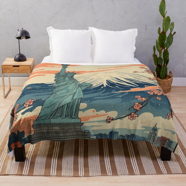 Item preview, Ukiyo-e Woodblock Print of the Statue of Liberty – Mount Fuji and Japanese Clouds designed and sold by Vandy Fullam.