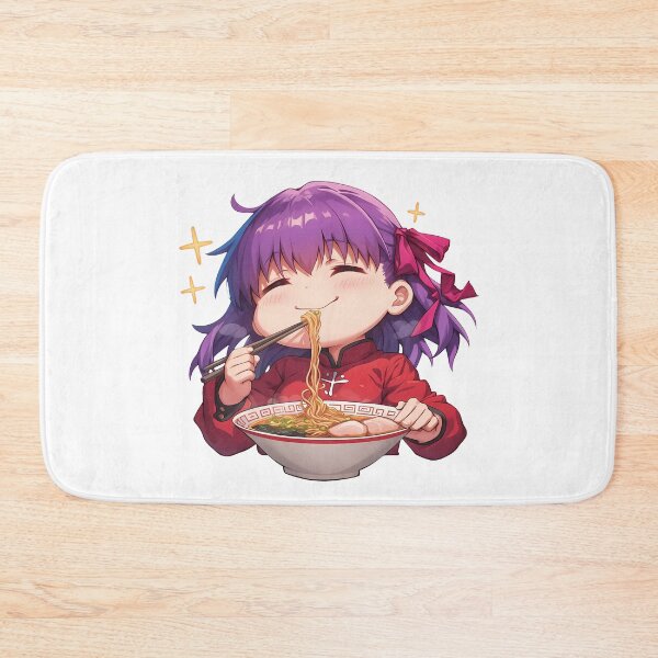 Item preview, Fate Stay Sakura Matou Enjoying Ramen Purple Hair Kawaii Anime designed and sold by Raslbazola.